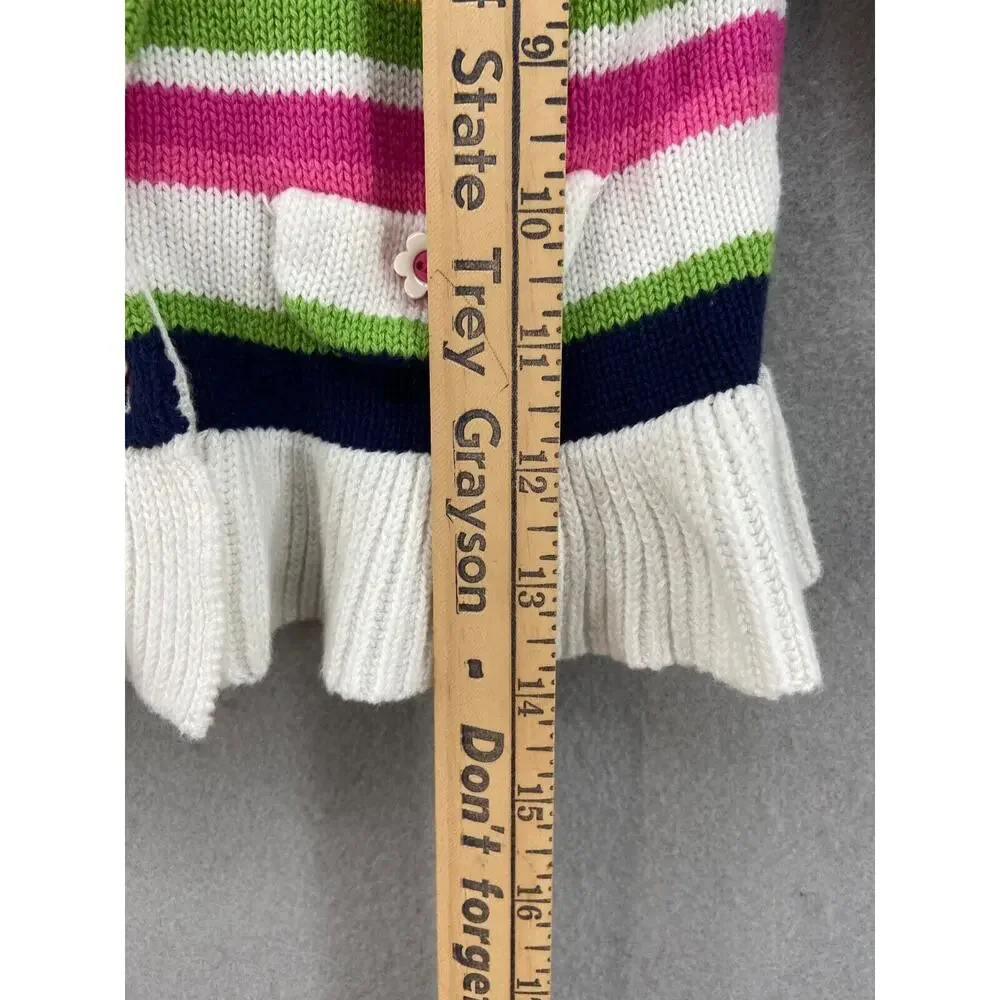 Gymboree Cardigan Girls Sz 18-24 Mos Stripe Sweater Peplum Flower Buttons Cotton